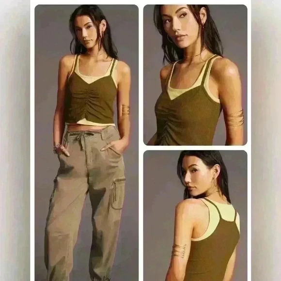 Anthropologie Ruched  Layered Tank size M - Picture 1 of 4